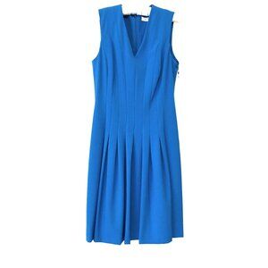 Calvin Klein Dress Pleats V-neck Stretch Cornflower Blue Women's Size 2